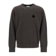 Isabel Marant Flocked Logo Crew-neck Sweatshirt Brown, Herr