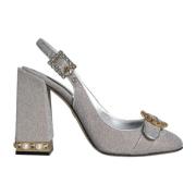 Dolce & Gabbana Kristallprydda Slingback Klackar Gray, Dam