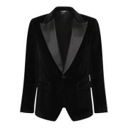 Dolce & Gabbana Svart Sammet Blazer Elegant Herrjacka Black, Herr