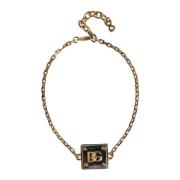 Dolce & Gabbana Guld Kedja Hänge Halsband Logodetaljer Yellow, Dam