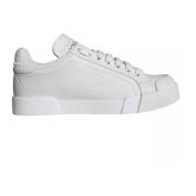 Dolce & Gabbana Vita Lädersneakers med Logodetaljer White, Dam