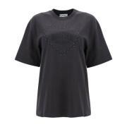 Ganni Broderad Logga Oversized T-shirt Gray, Dam