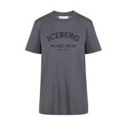 Iceberg Normal passform T-shirt i bomullsjersey Gray, Dam