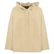 Max Mara Weekend Kort ull huva kappa Beige, Dam