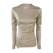 Paco Rabanne Silver Guld Crew Neck Sweater Yellow, Dam