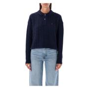 Ralph Lauren Marinblå Aw23 Kortstickad Polotröja Blue, Dam