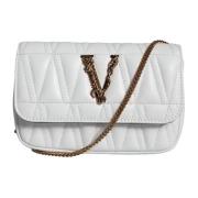 Versace Quiltad Läder Crossbody Väska med Justerbar Rem White, Dam