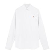 Maison Kitsuné Bomullsskjorta med ikonisk lapp White, Herr