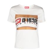 Diesel T-shirts och Polos med Fotografiskt Tryck White, Dam