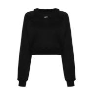 Off White Svart Huvtröja Sweater Broderad Logotyp Black, Dam