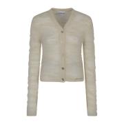 Ganni Mohair Boucle Cardigan Sweaters White, Dam