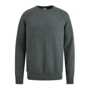 Cast Iron Heather Plated Crewneck Bomullsblandning Sweater Green, Herr