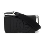 Dolce & Gabbana Präglad läder crossbody väska med justerbar rem Gray, ...