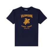 Vilebrequin T-shirt i bomull med logoprägling för män Blue, Herr