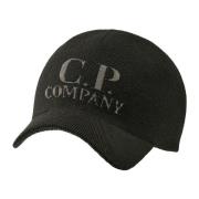 C.P. Company Svart Merinoull Logo Mössa Black, Herr