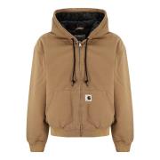 Carhartt Wip Bomberjacka i bomull med huva Beige, Dam