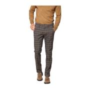 Mason's Slim Fit Bomulls Chino Byxor med Glen Check Mönster Gray, Herr