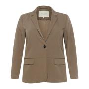 Kaffe Curve Brun Blazer med V-Ringning och Ficklock Brown, Dam