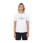 Calvin Klein Vit Logotyp Bomull T-shirt White, Dam