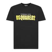 Dsquared2 Bordeaux T-shirt med fluorescerande logotyp Black, Herr