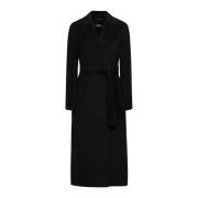 Max Mara Svart Ull Kasmir Midi Kappa Black, Dam