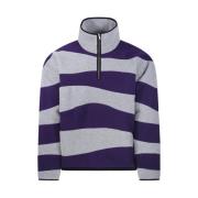 Bonsai Intarsio Halfzip Hoodie Sweatshirt i Lila-Grå Multicolor, Herr