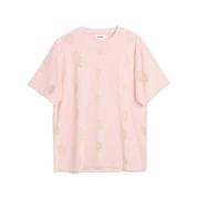 Soulland Blommig Sammet T-shirt i Rosa Pink, Dam