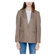 Only Brun Linne-Blandad Blazer med Fickor Brown, Dam