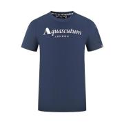 Aquascutum Herr Bomull T-shirt med Logotyp Blue, Herr