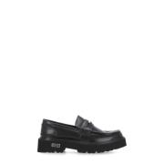 Cult Svarta läderloafers med metalllogotyper Black, Dam