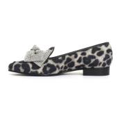 AGL Svart Leopardmönstrade Moccasins Black, Dam