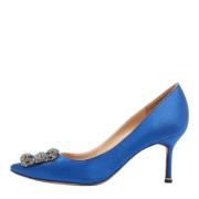 Manolo Blahnik Pre-owned Pre-owned Satin klackskor Blue, Dam