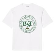 Lacoste Tryckt Jersey Tee med Krokodil Logo White, Herr