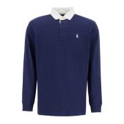 Polo Ralph Lauren Klassisk Rugby Stil Långärmad Pikétröja Blue, Herr