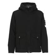 Stone Island Svart Vadderad Jacka med Huva Black, Herr