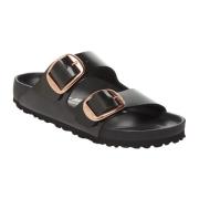 Birkenstock Svarta Lädersandaler för Kvinnor Black, Dam