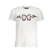 Cavalli Class Vit Bomull Logo Print T-shirt White, Herr