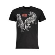 Cavalli Class Svart Bomull T-shirt med Tryck Logo Black, Herr