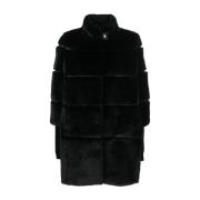 Patrizia Pepe Faux Fur Shearling Jackor, Stilfull och Varm Black, Dam