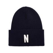 Norse Projects Merino Lambswool N Logo Beanie Blue, Unisex