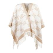 Max Mara Stilren Vanilla Cape Wrap Poncho Beige, Dam