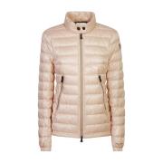 Moncler Vadderad Beige Jacka med Logotyptryck Pink, Dam