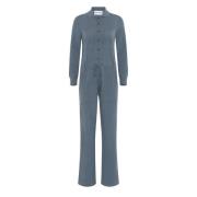 Emerson Renaldi Blå Cashmere Knäppt Jumpsuit med Fickor Blue, Dam