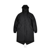 Rains Vattentät Fishtail Parka med Huva Black, Herr