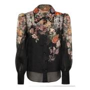 Zimmermann Blommig Slips Hals Blus Multicolor, Dam