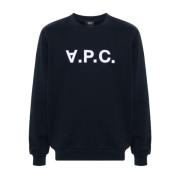 A.p.c. Marinblå Bomullströja Jersey Textur Blue, Herr