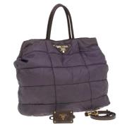 Prada Vintage Pre-owned Nylon handvskor Purple, Dam