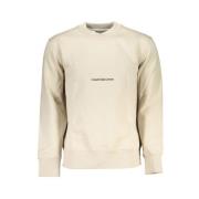 Calvin Klein Beige Sweatshirt med Rund Hals och Långa ärmar Beige, Her...