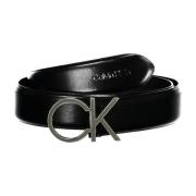 Calvin Klein Svart läder herrbälte metallspänne Black, Herr