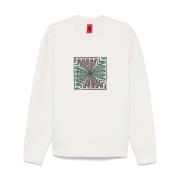 Ferrari Vit Logo Print Crew Neck Sweater White, Herr